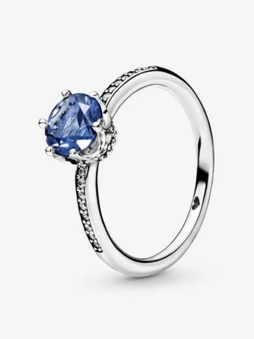 Pandora Silver Ring with Navy Blue Center Stone